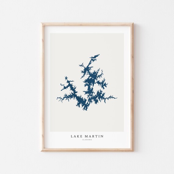 Lake Martin Map Art Print, Alabama House Gift