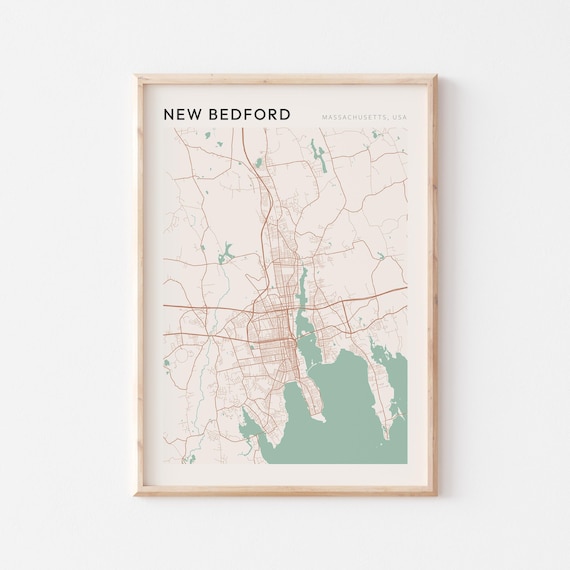 New Bedford Massachusetts Modern Minimalist City Street Map Art Poster