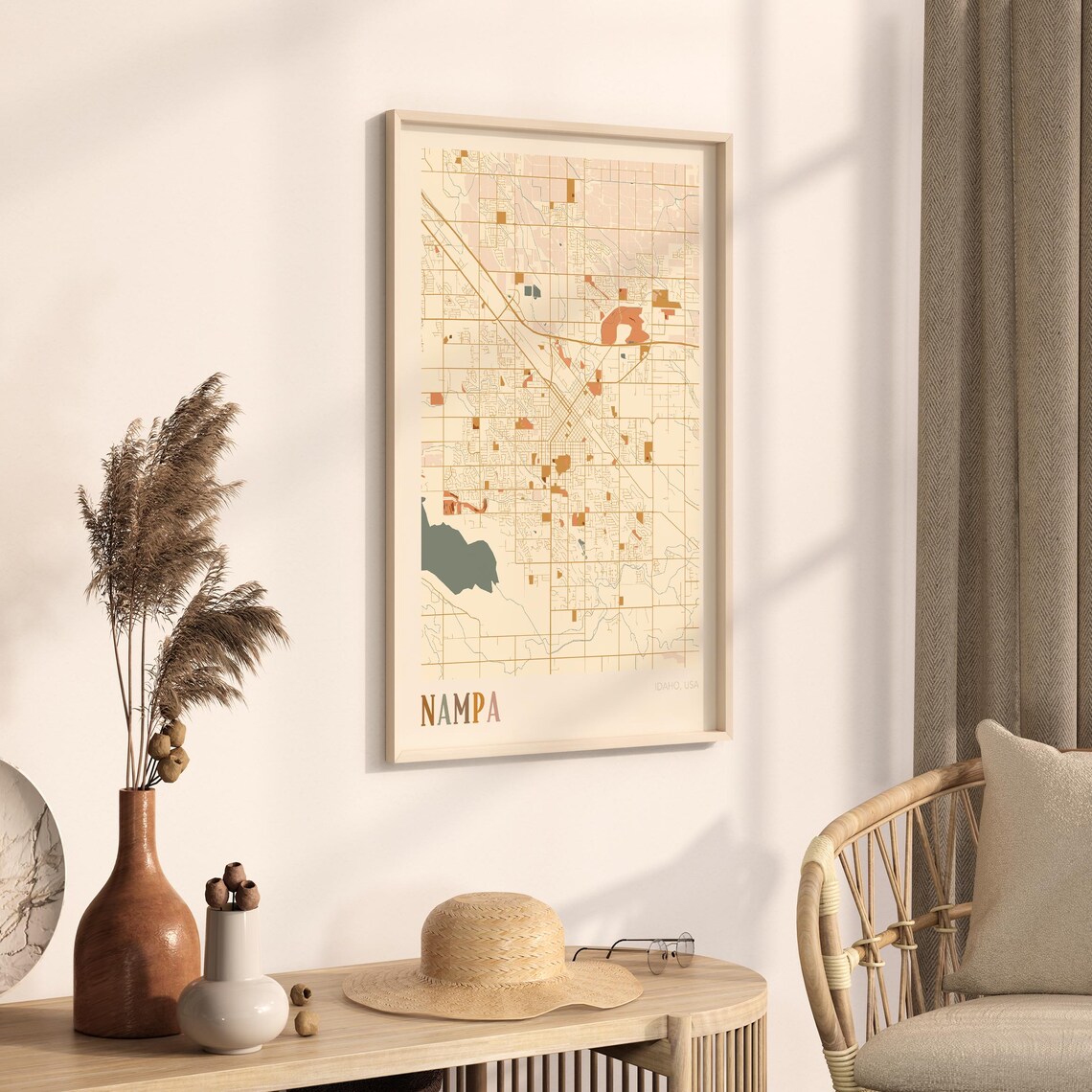 Nampa Idaho City Map Poster Earth Tone Boho Minimalist Map Wall Decor Gift - Image 3