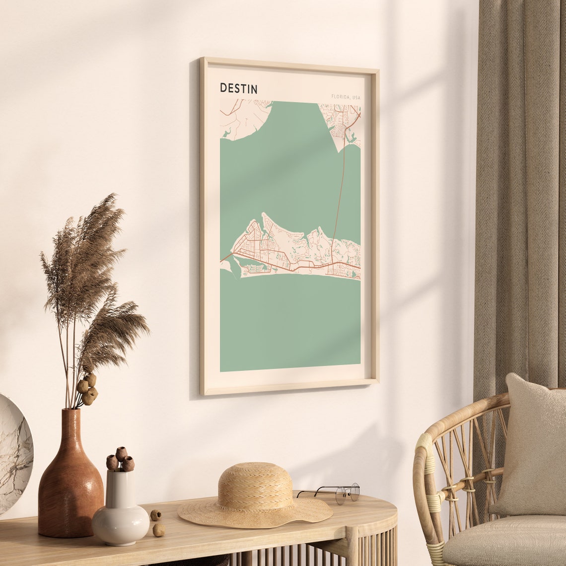 Destin Florida Map Poster Copper Line Street Map Coastal Decor - Image 3