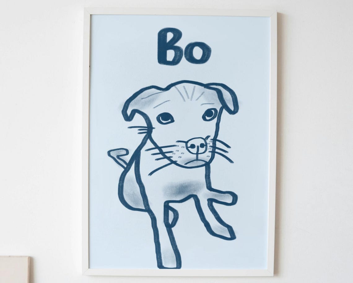 Luna the Cat Custom Name Pink Cat Doodle Cute Kitty Wall Art - Image 4
