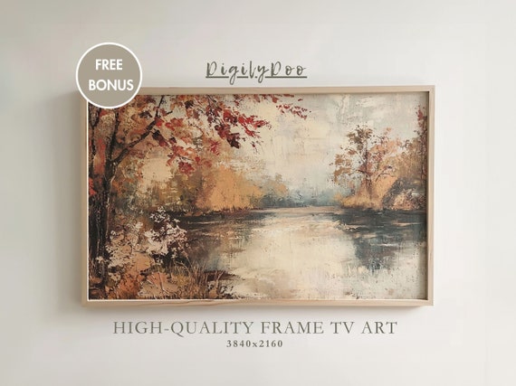 Vintage Autumn Landscape Art Print, Rustic Fall Decor