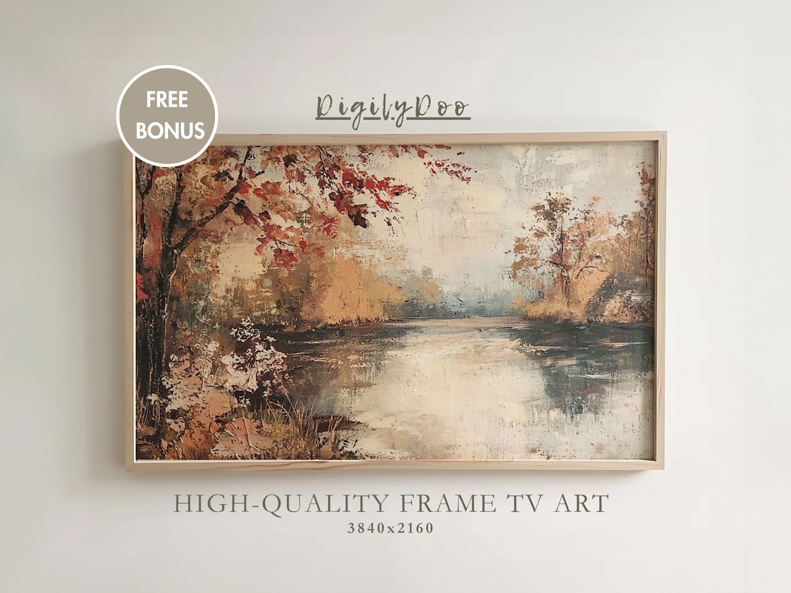 Vintage Autumn Landscape Art Print, Rustic Fall Decor
