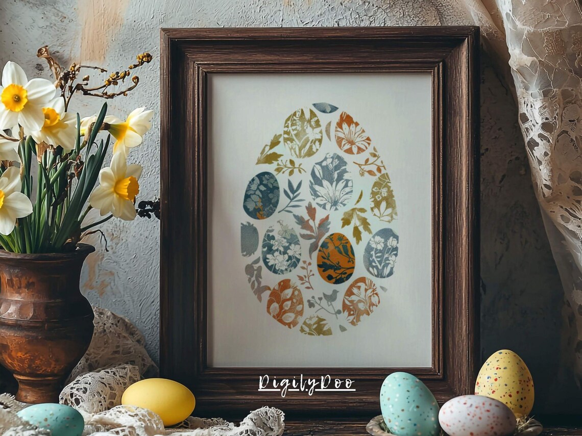 Colorful Easter Egg Poster, Spring Nursery Decor