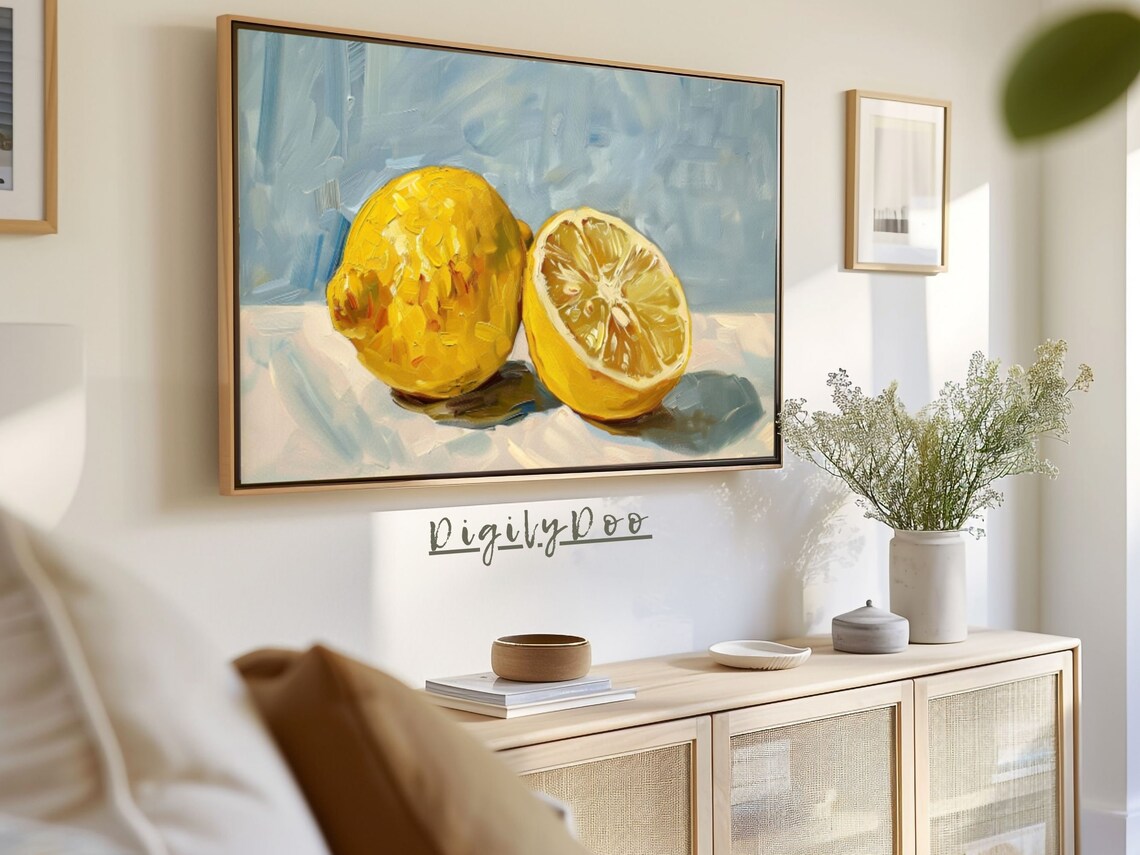 Lemon Frame Still Life Fruit Oil Painting Art Print - Image 3
