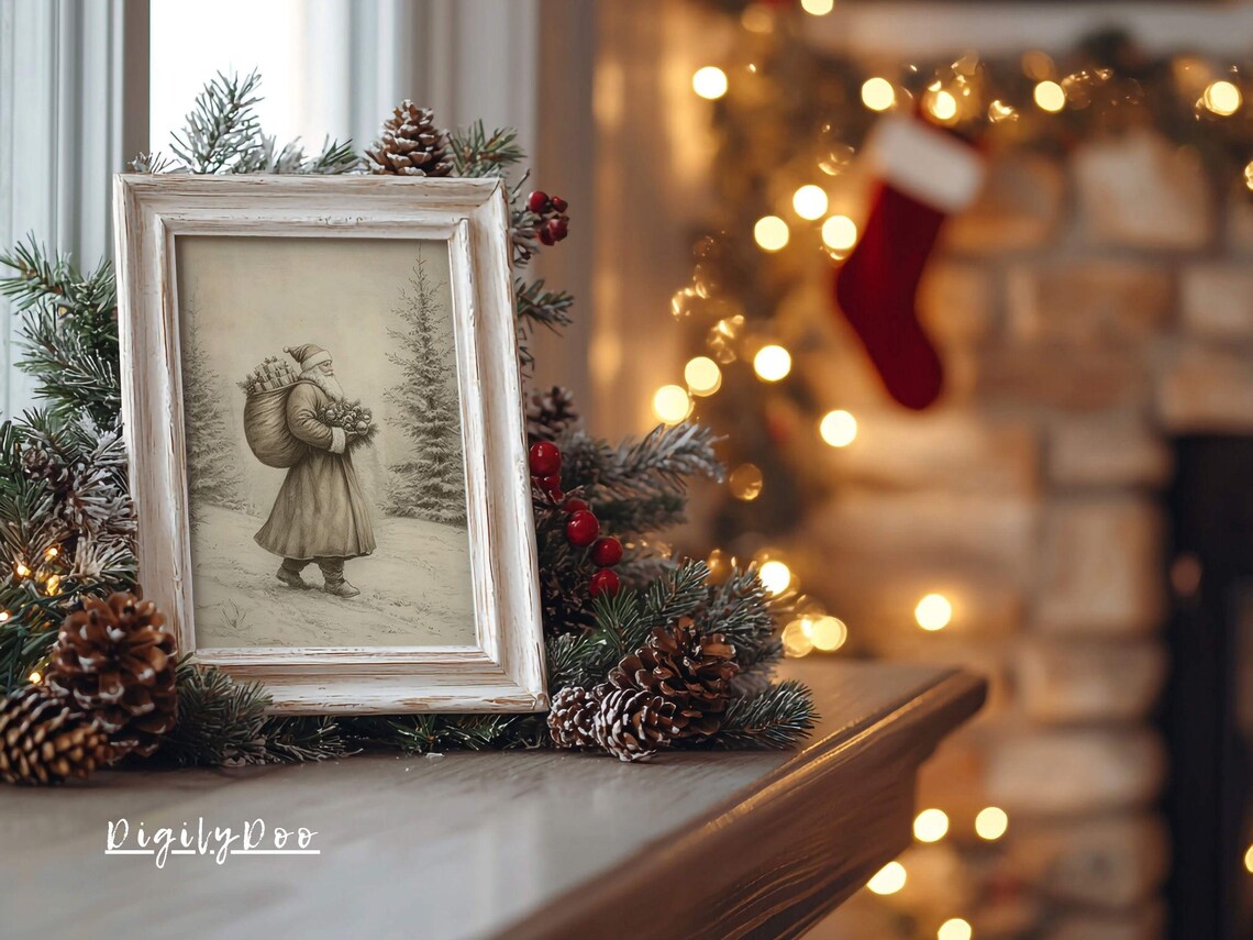 Vintage Santa Claus Christmas Holiday Art Print - Image 3