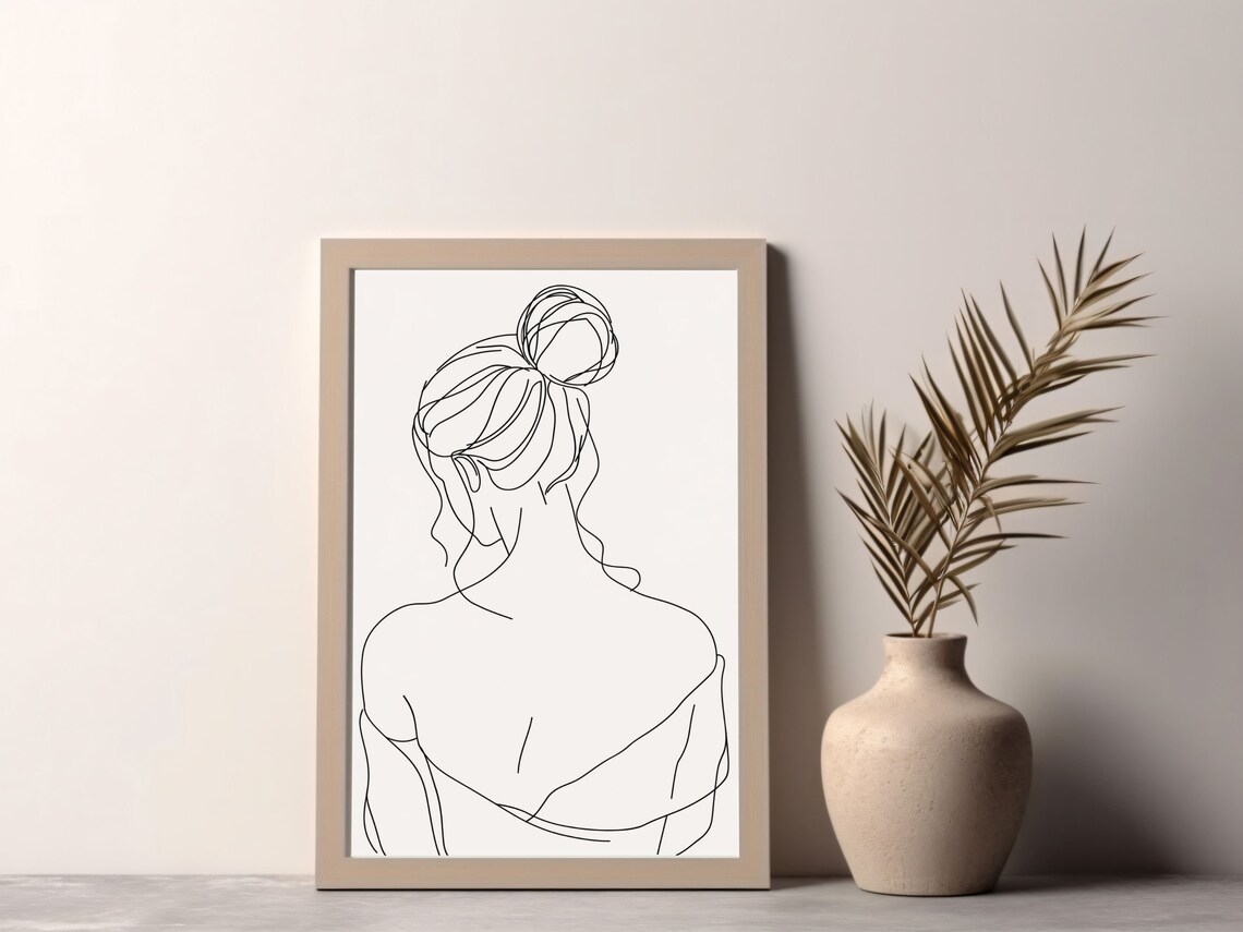 Woman Line Drawing Art Print, Minimalist Line Art - Image 2