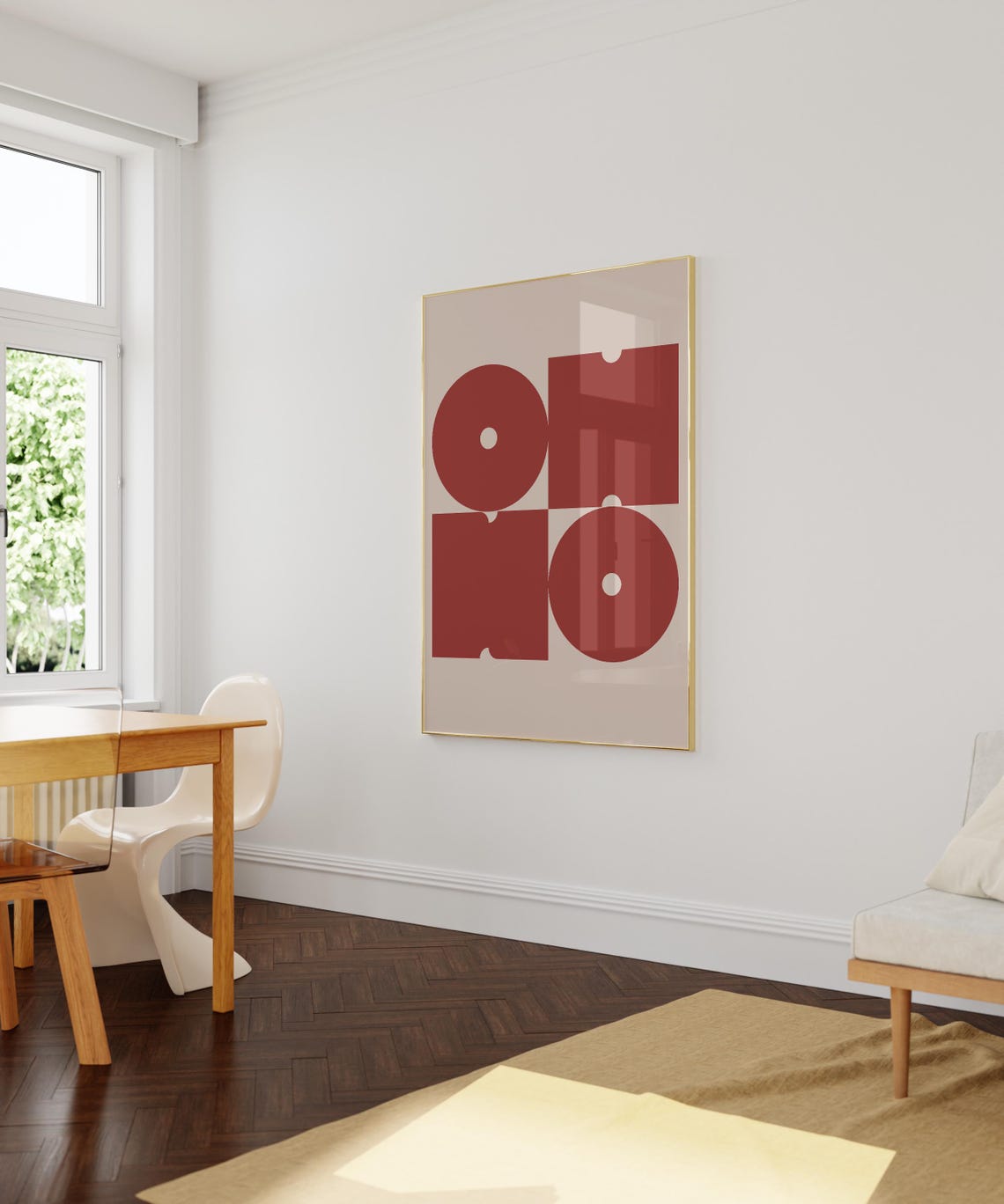 Dark Red Modern Bauhaus Geometric Abstract Shape Poster Artwork - Image 2