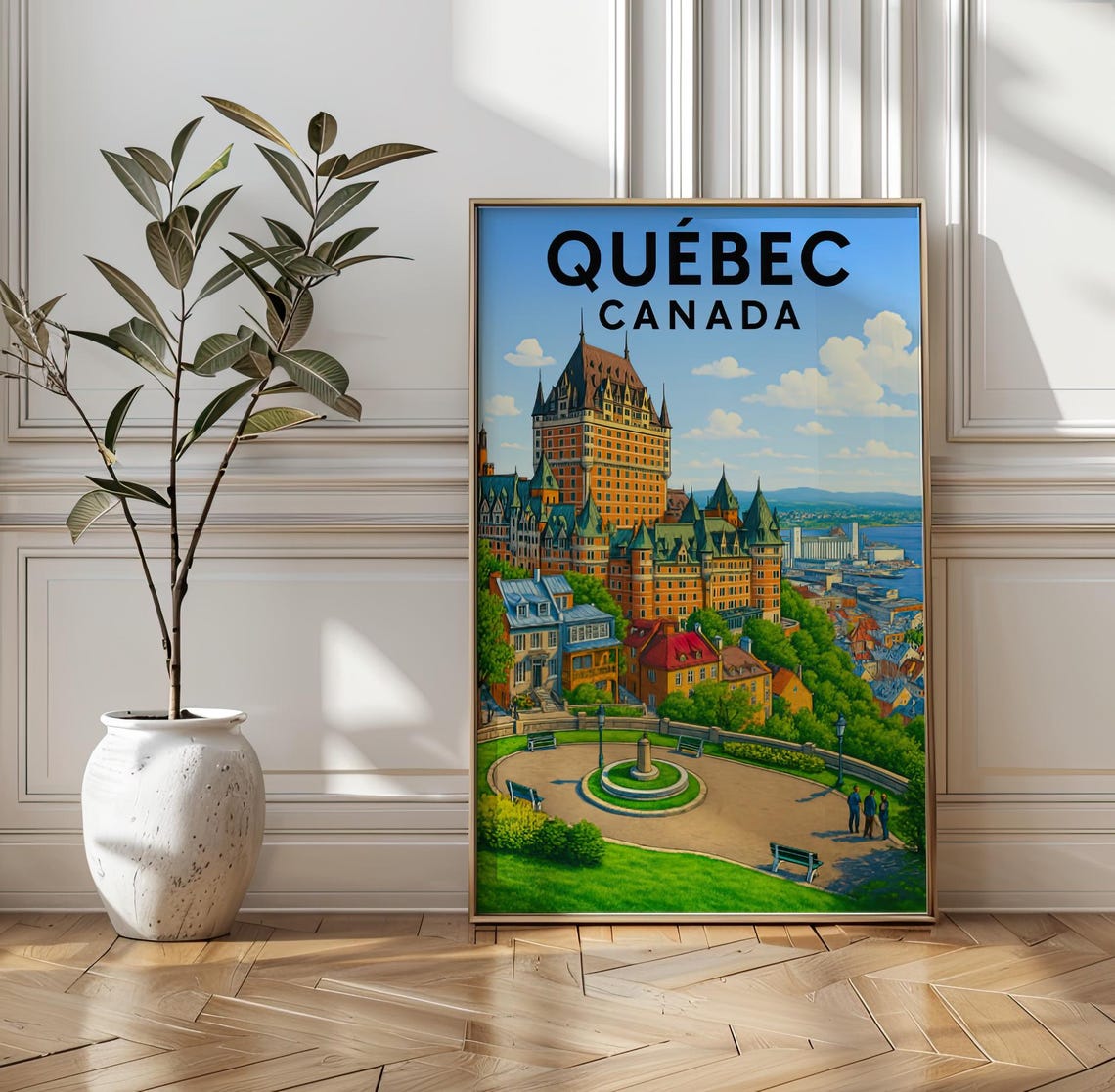 Quebec Canada Vintage Travel Poster Featuring Chateau Frontenac