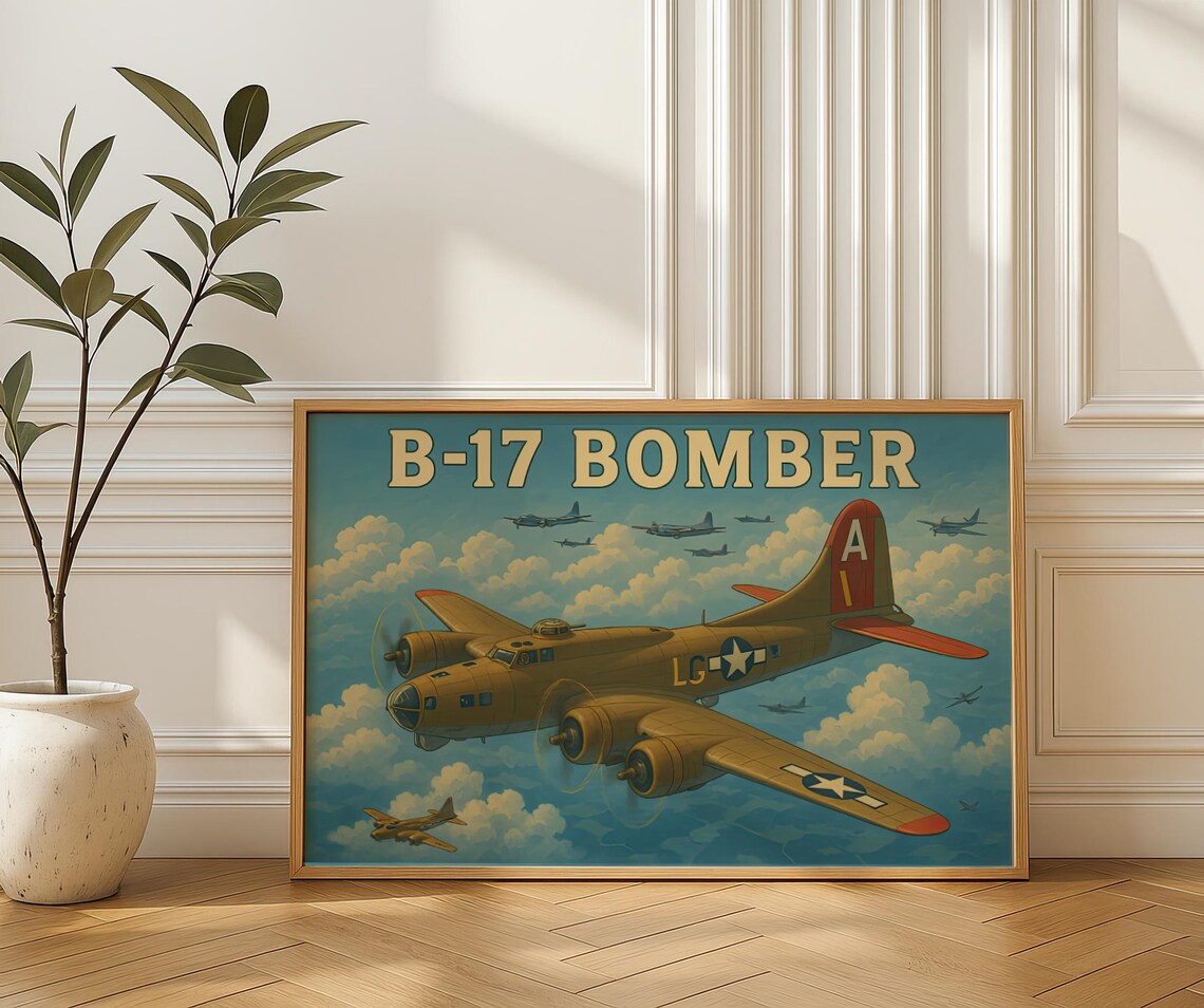 B17 Flying Fortress WWII Aviation Art Print