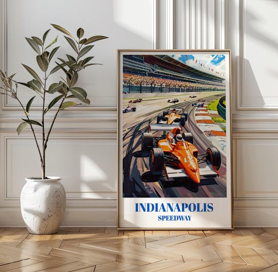 Indianapolis Racetrack Travel Poster, Indy 500 Race