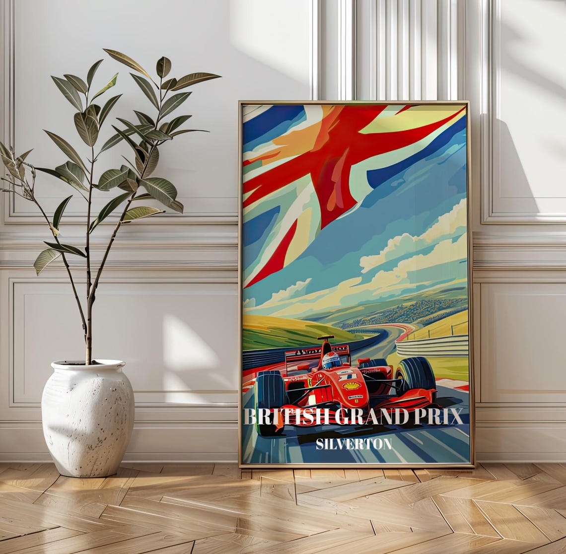 Silverstone British Grand Prix Travel Poster, F1 Racing Art Print