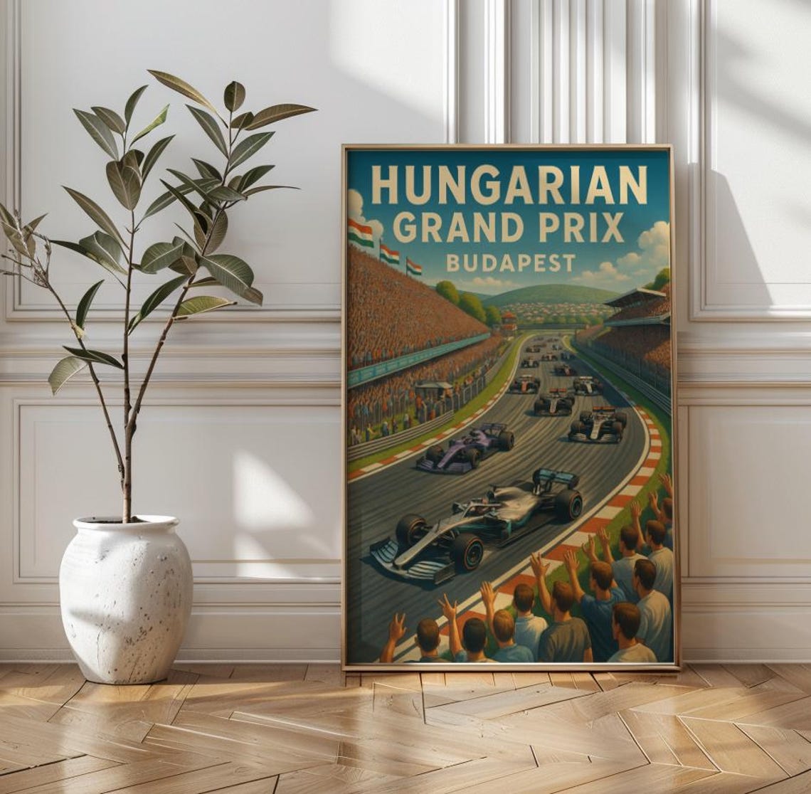 Hungarian Grand Prix Budapest Formula One Racing Vintage Poster