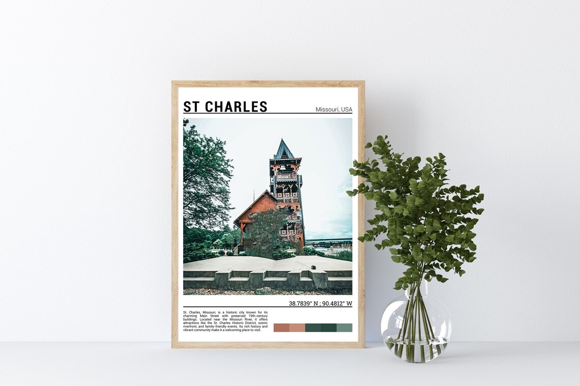 St Charles Missouri Historic Wooden Tower Landmark Travel Photo Poster - Image 4