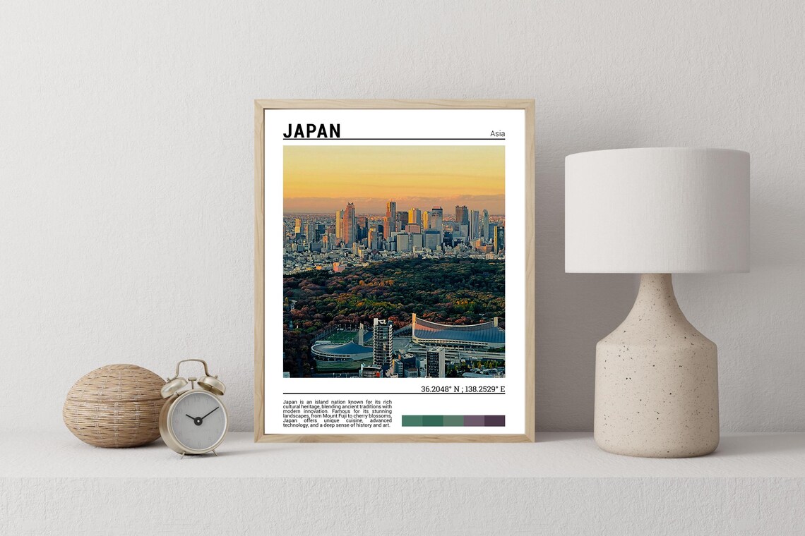 Japan Tokyo Skyline Sunset Cityscape Golden Hour Photo Poster - Image 2