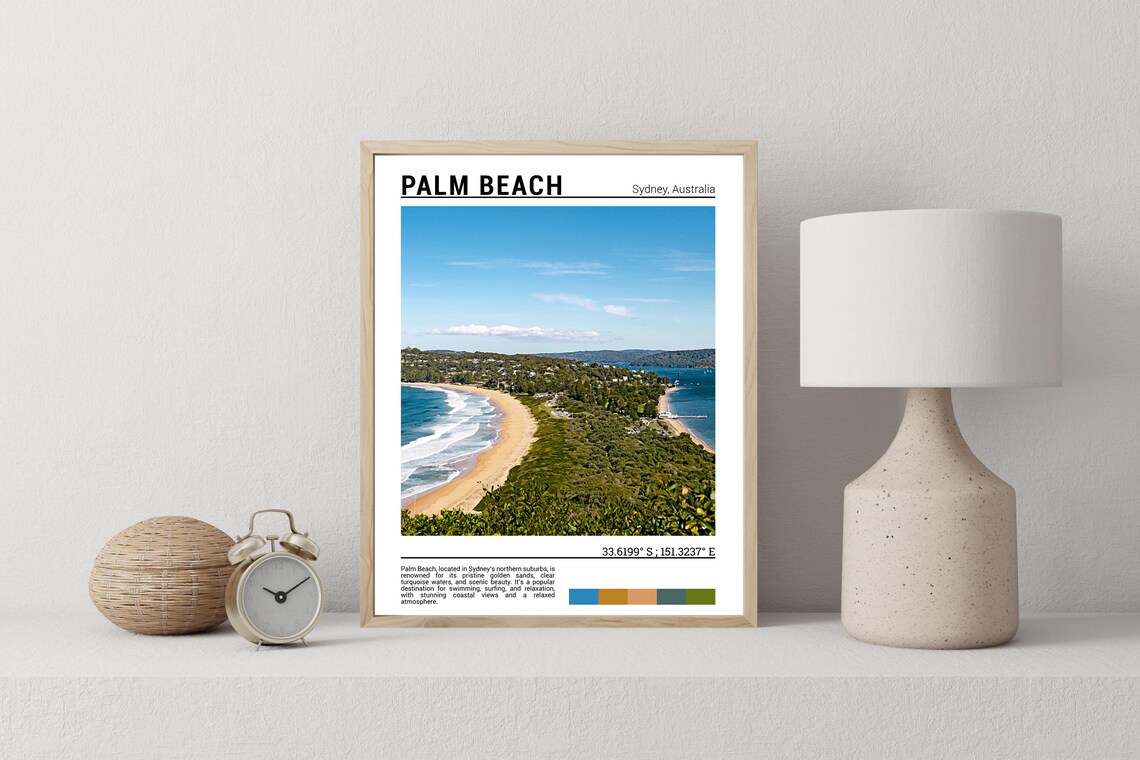 Palm Beach Sydney Australia Golden Sand Surf Beach Aerial Poster - Image 2