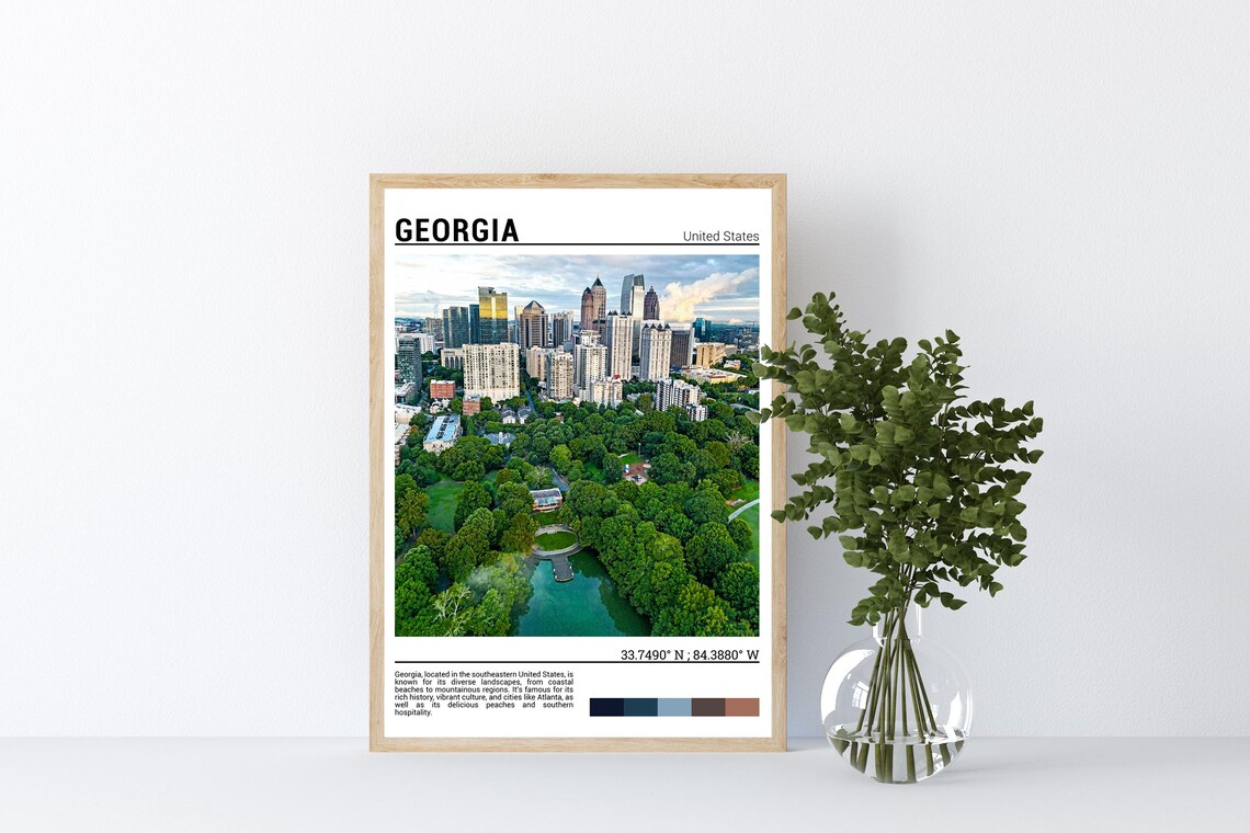 Georgia Atlanta City Skyline Lush Green Park Aerial Photo Poster - Image 4