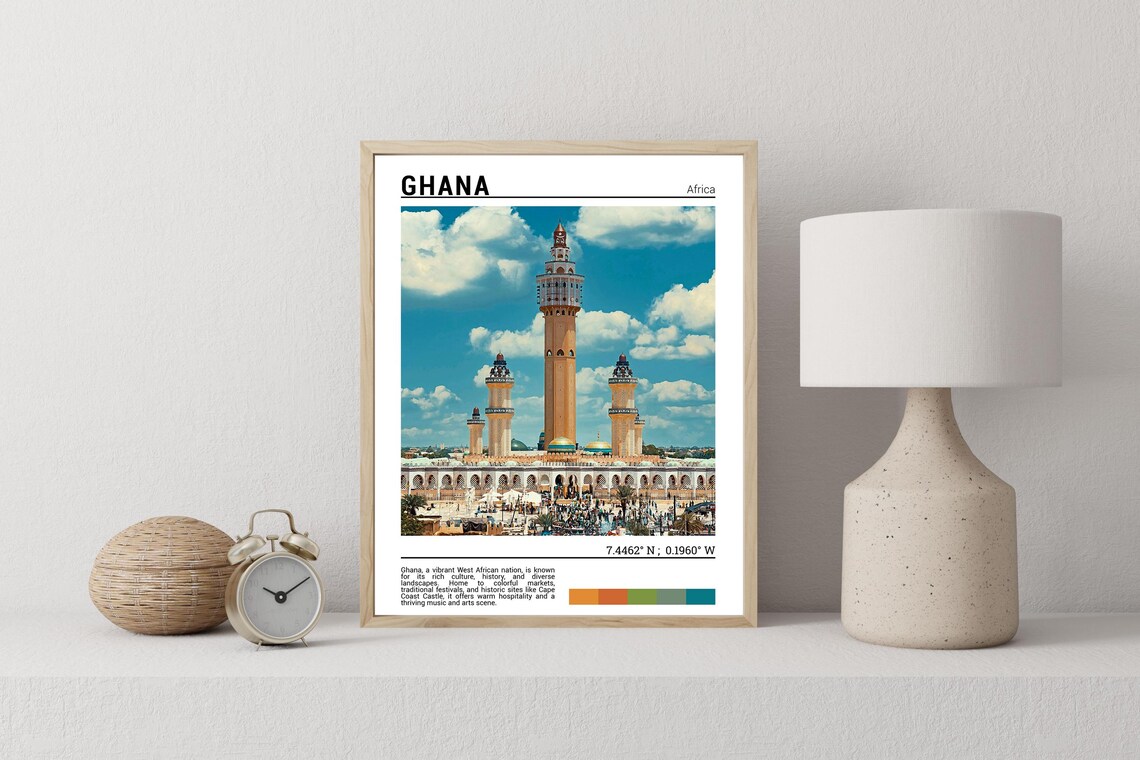 Ghana Africa Grand Mosque Towering Minaret Crowd Plaza Poster - Image 2