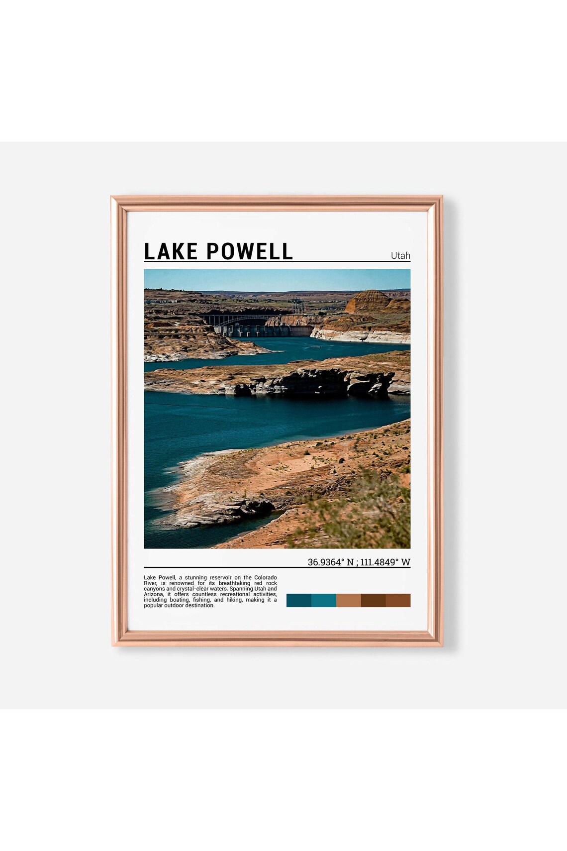 Lake Powell Utah Glen Canyon Dam Red Rock Canyons Travel Poster