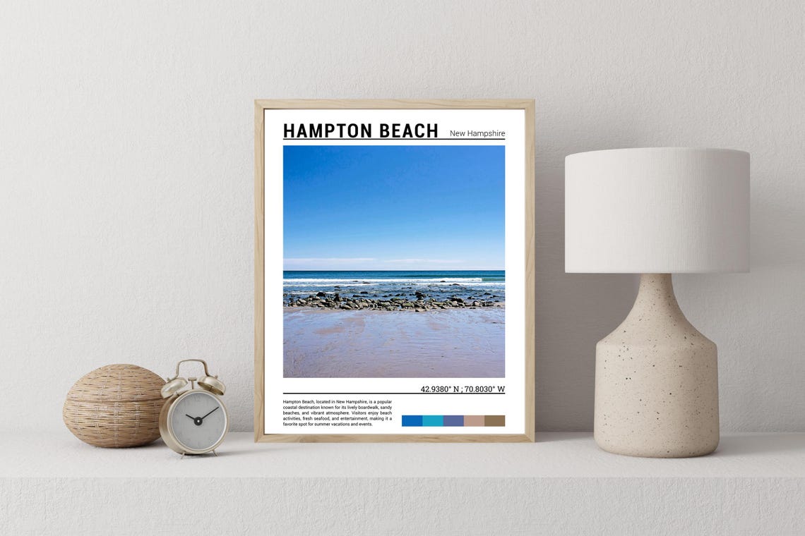 Hampton Beach New Hampshire Rocky Shore Atlantic Ocean Scene Poster - Image 2