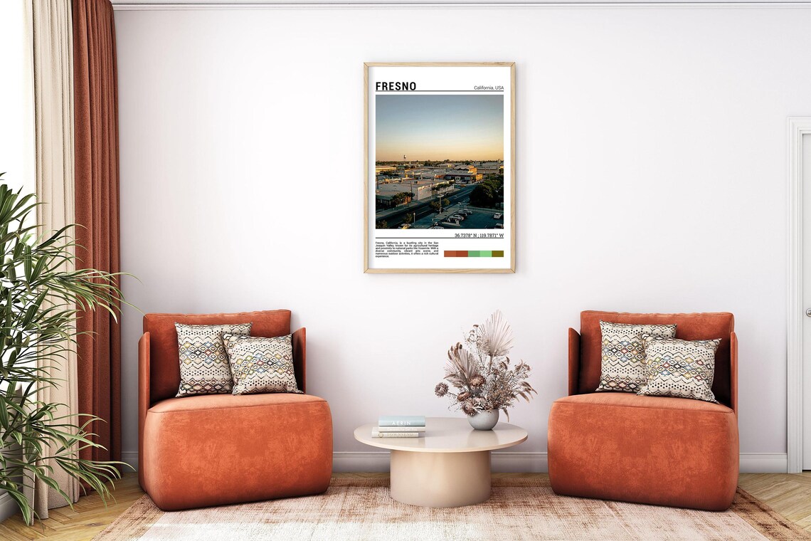 Fresno California Downtown Golden Hour Street View Photo Poster - Image 7