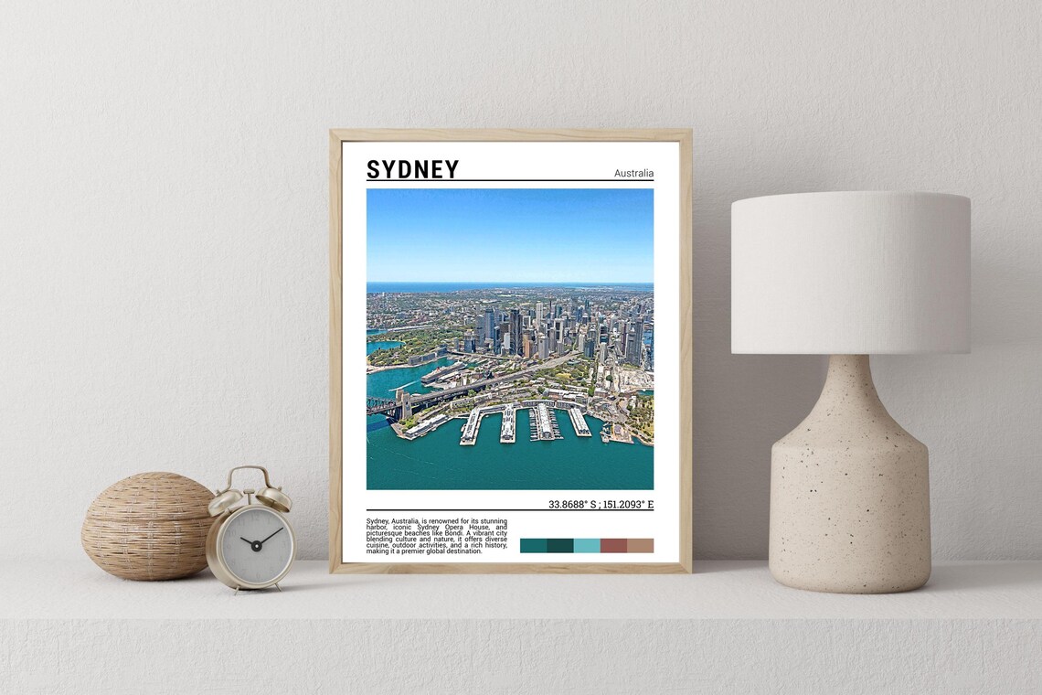 Sydney Australia Harbour Bridge Aerial Cityscape Photo Poster - Image 2