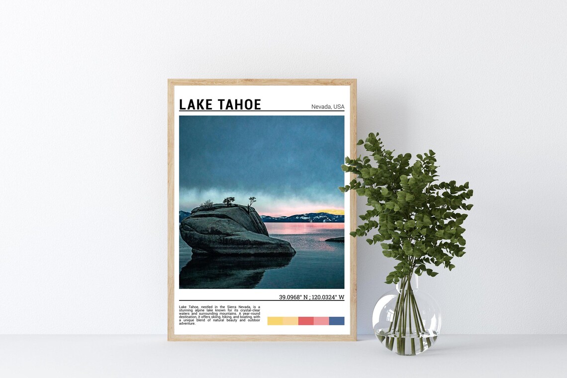 Lake Tahoe Nevada Bonsai Rock Sunset Alpine Lake Photo Poster - Image 4