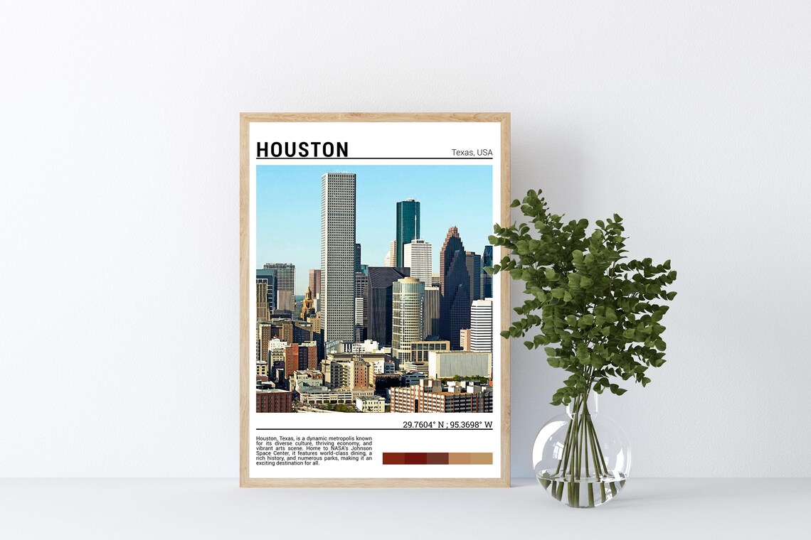 Houston Texas Downtown Skyline Cityscape Urban Travel Photo Poster - Image 4