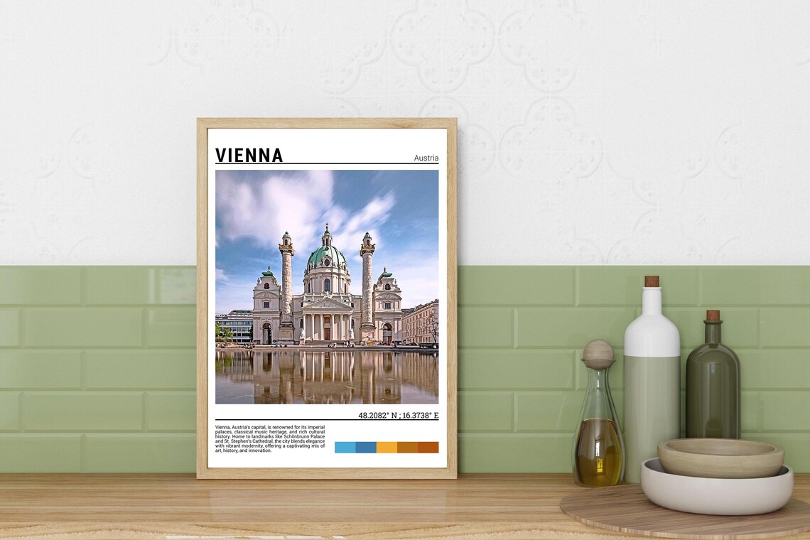 Vienna Austria Karlskirche Green Dome Reflection Photo Poster - Image 3