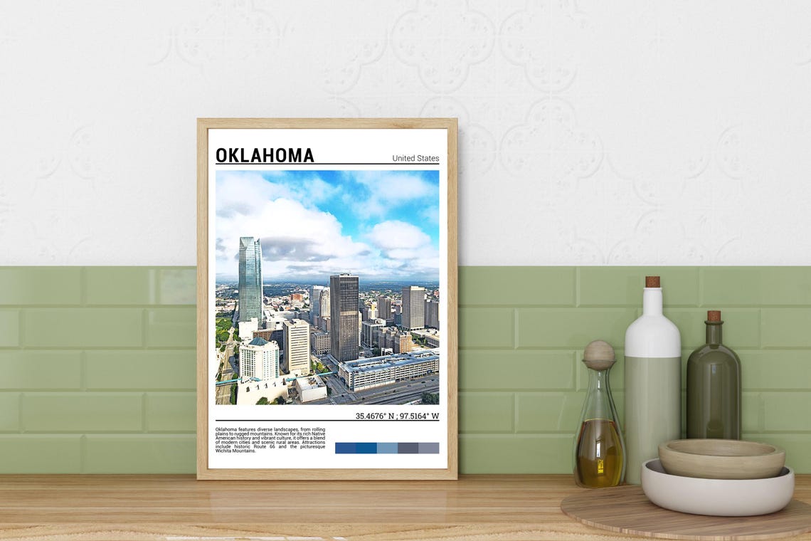 Oklahoma City Skyline With Devon Tower Daylight Cityscape Poster - Image 3