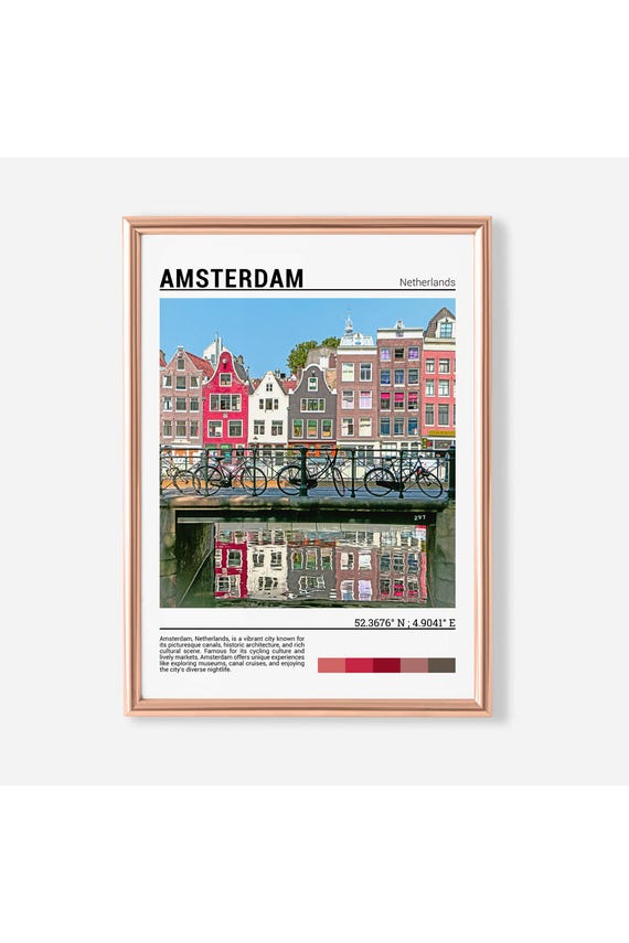 Amsterdam Travel Poster Print, Netherlands Wall Art