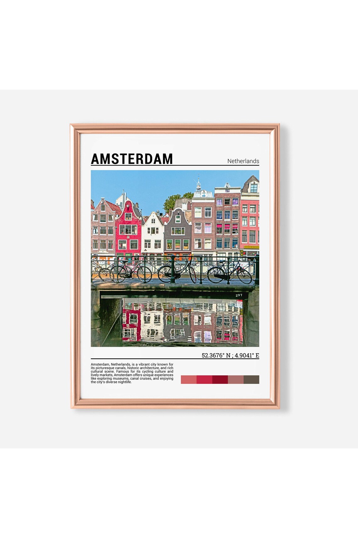 Amsterdam Travel Poster Print, Netherlands Wall Art