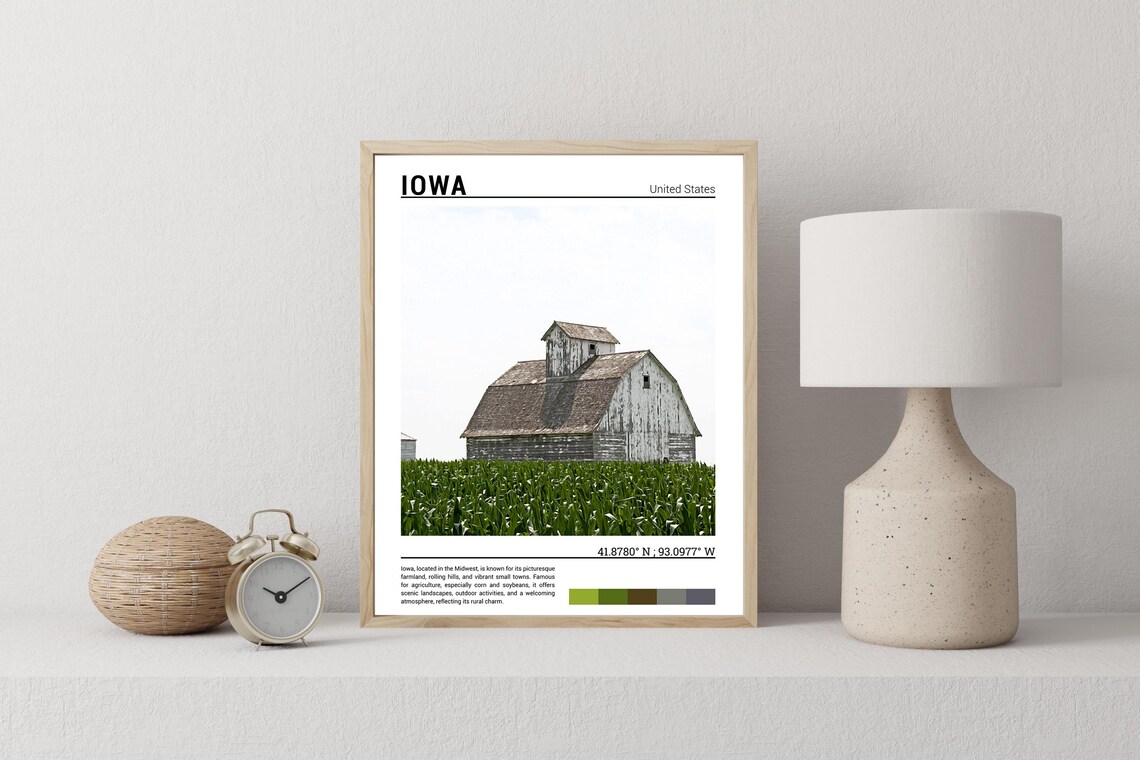 Iowa Weathered Barn Cornfield Heartland Farm Rustic Scene Poster - Image 2
