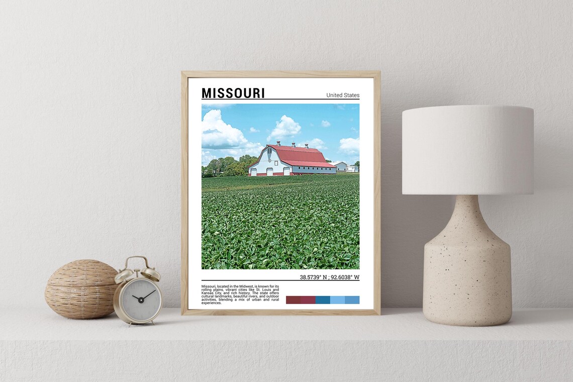 Missouri Red Barn Lush Green Farm Field Summer Country Photo Poster - Image 2