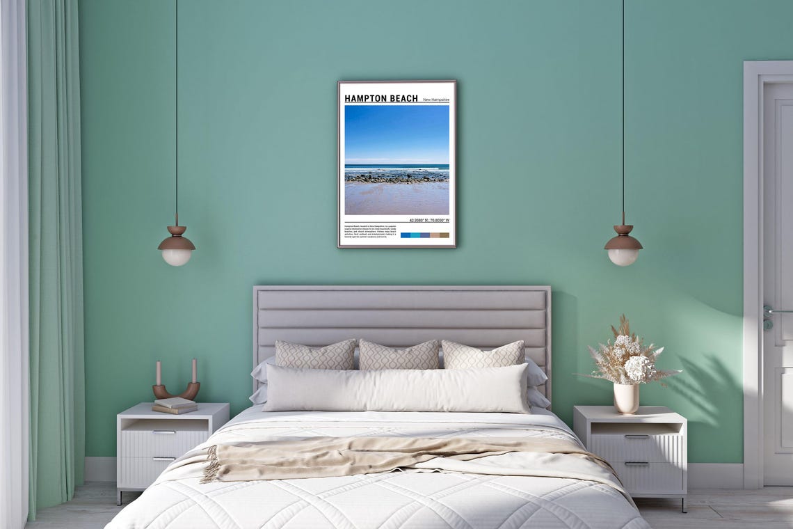 Hampton Beach New Hampshire Rocky Shore Atlantic Ocean Scene Poster - Image 5