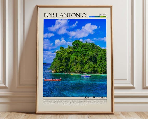Port Antonio Jamaica Wall Art Print Travel Poster Gift Hanging Home Decor