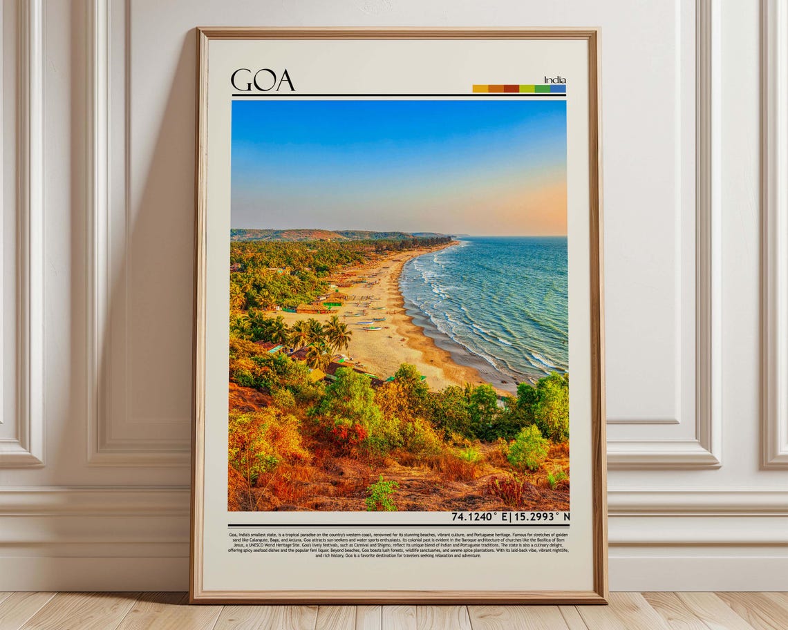 Goa India Tropical Beach Coastline Aerial View Travel Poster