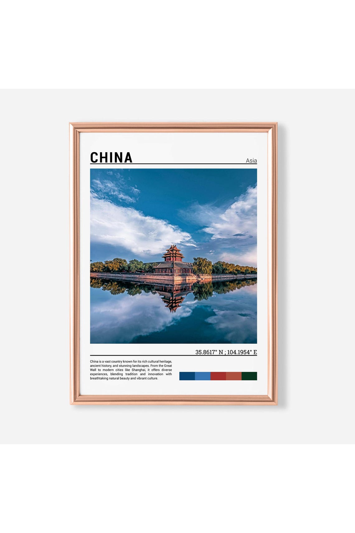 China Forbidden City Corner Tower Water Reflection Historic Poster