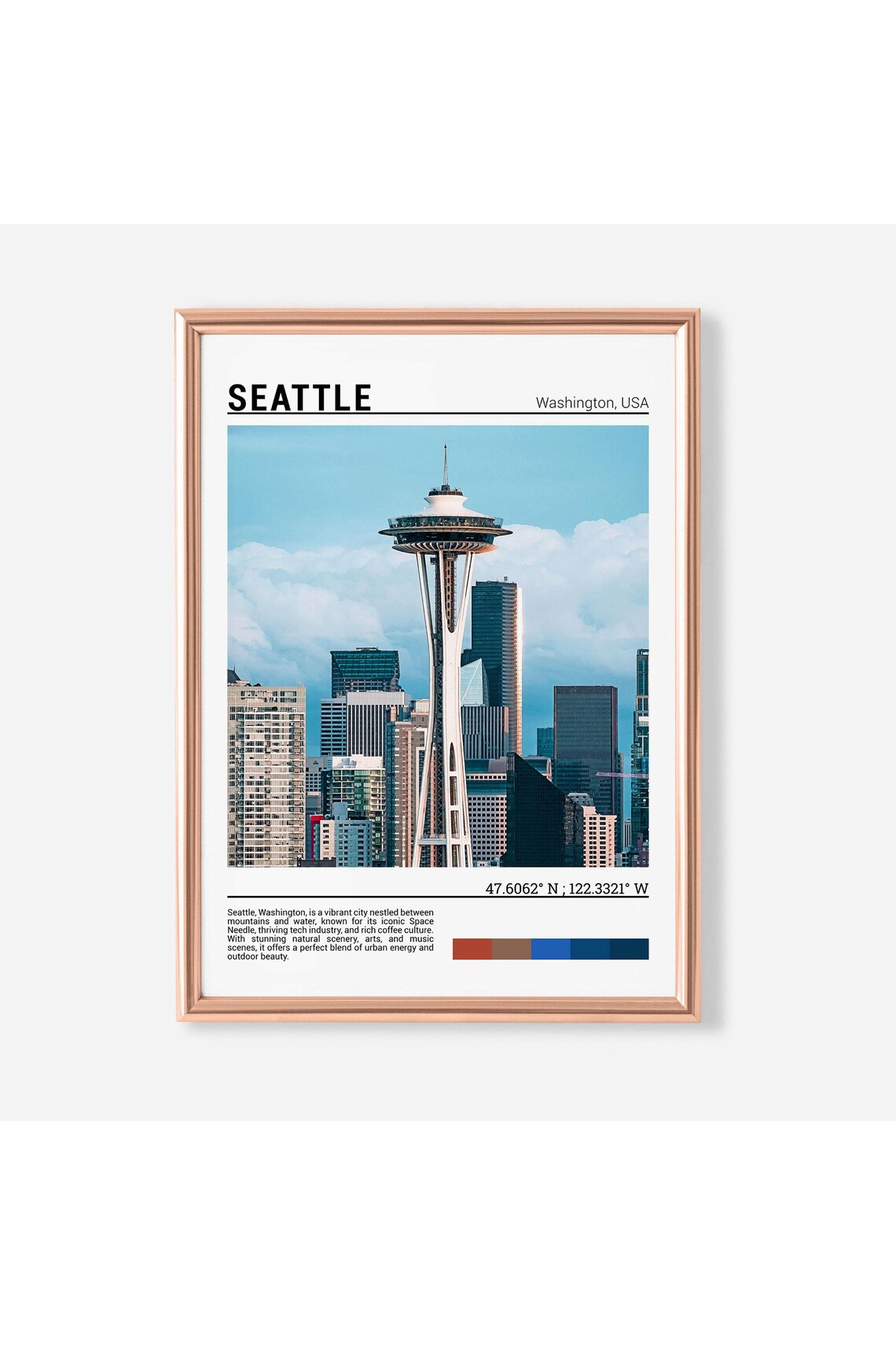 Seattle Washington Space Needle Downtown Skyline Photo Poster