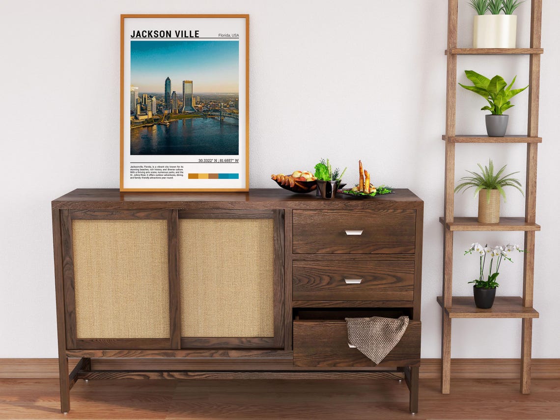 Jacksonville Florida Skyline St Johns River Sunset Travel Poster - Image 4
