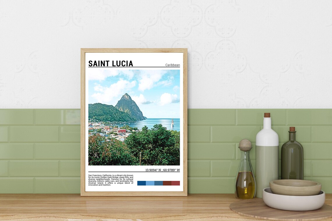 Saint Lucia Travel Poster, Caribbean Art Print - Image 3