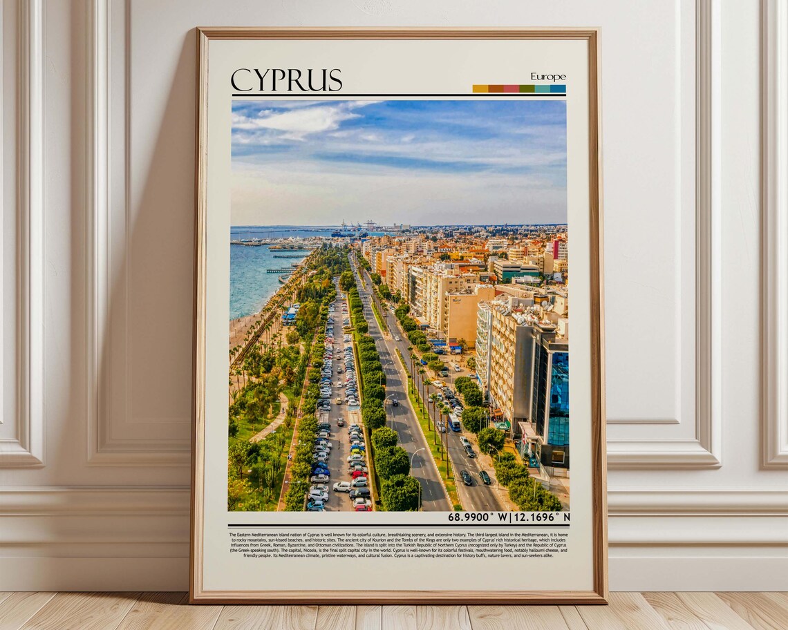 Cyprus Coastal City Mediterranean Travel Photography Wall Poster