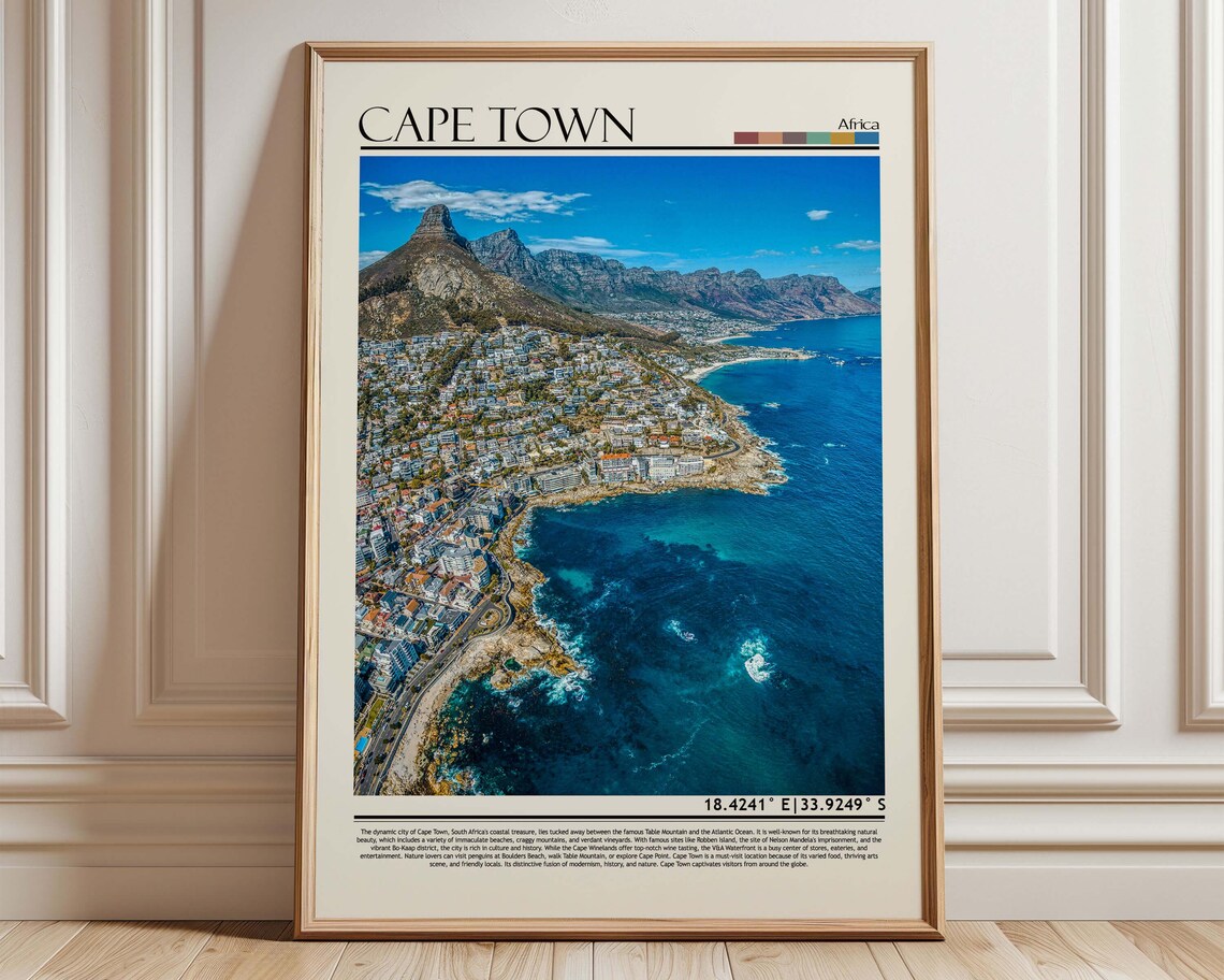 Cape Town South Africa Table Mountain Coastal Travel Photo Poster