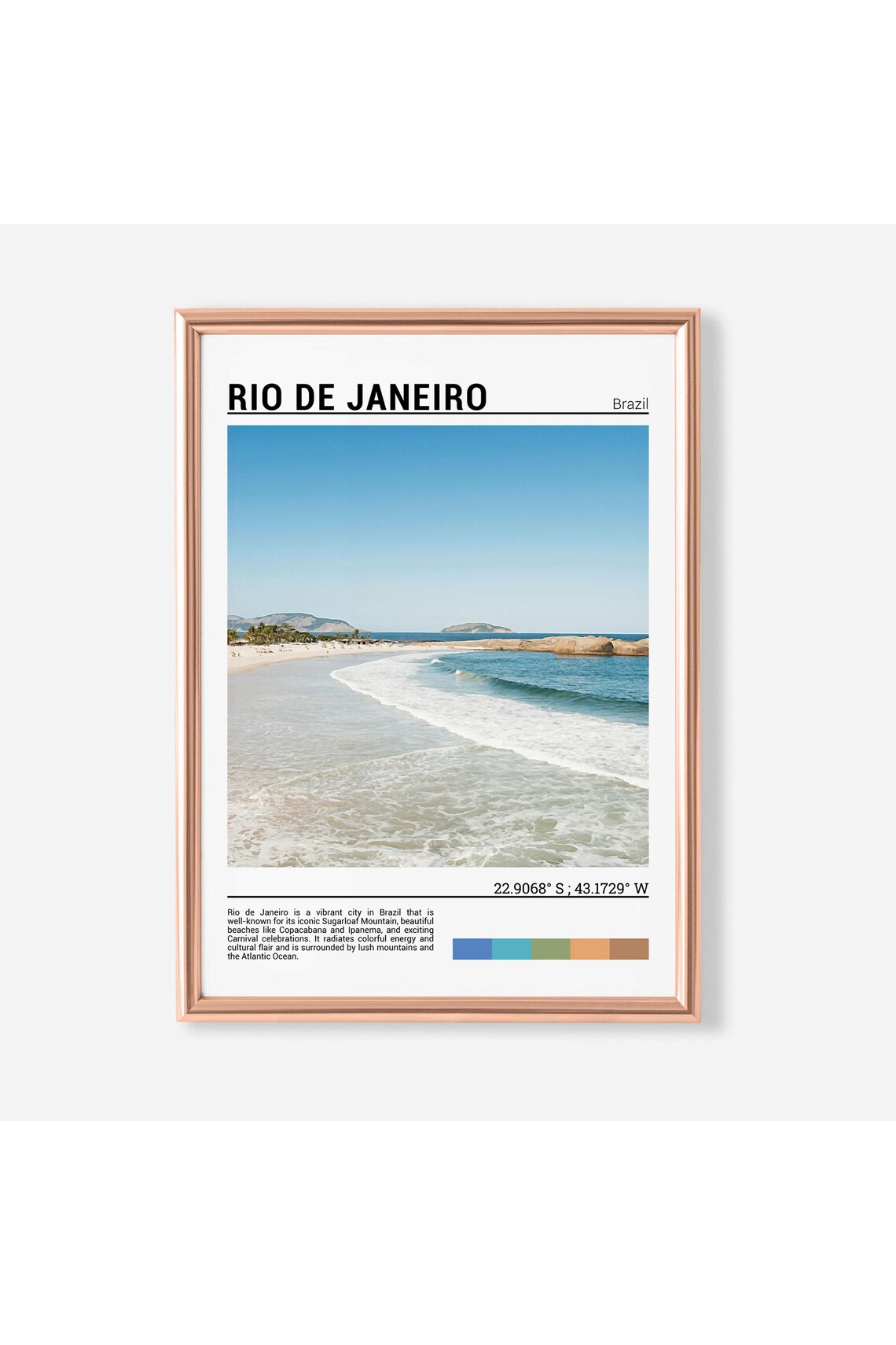 Rio de Janeiro Brazil Tropical Beach Waves Ocean Scene Poster