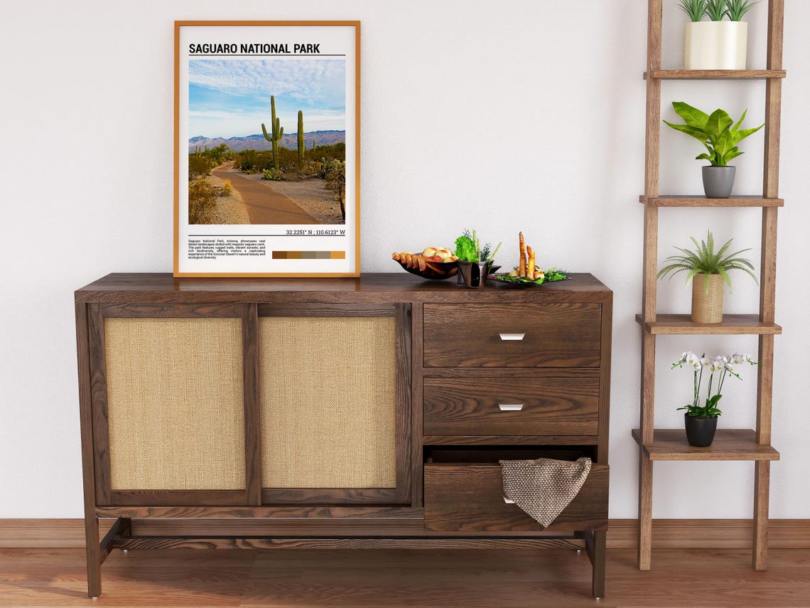 Saguaro National Park Giant Cactus Desert Trail Scene Poster - Image 6