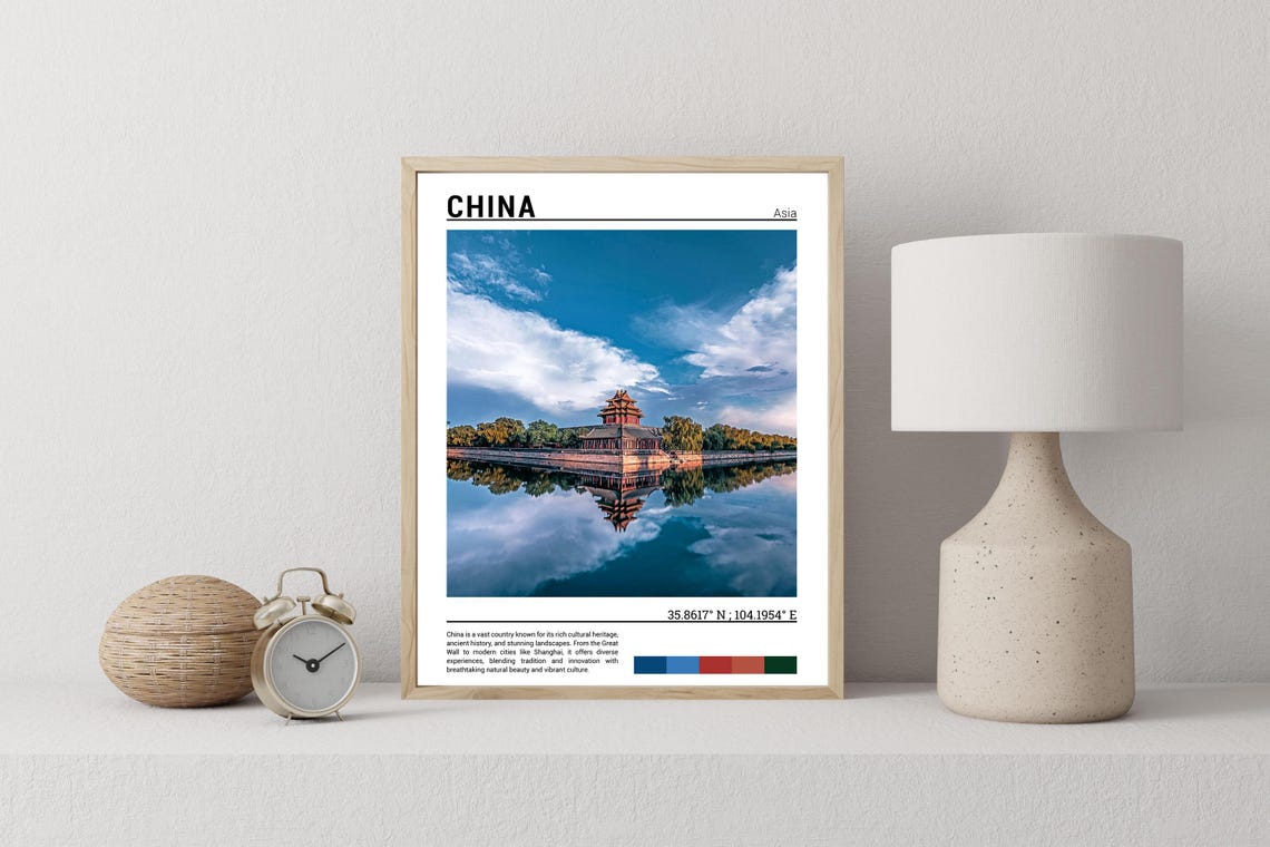 China Forbidden City Corner Tower Water Reflection Historic Poster - Image 2
