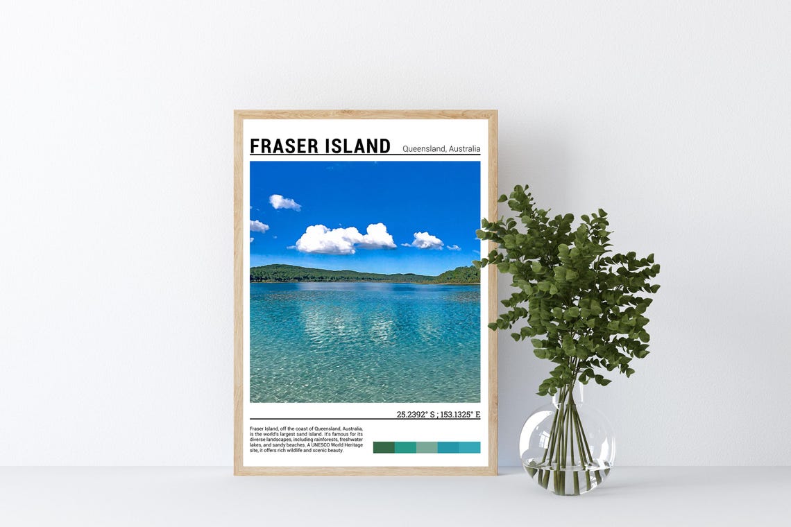 Fraser Island Queensland Turquoise Lake Rainforest Shore Poster - Image 4