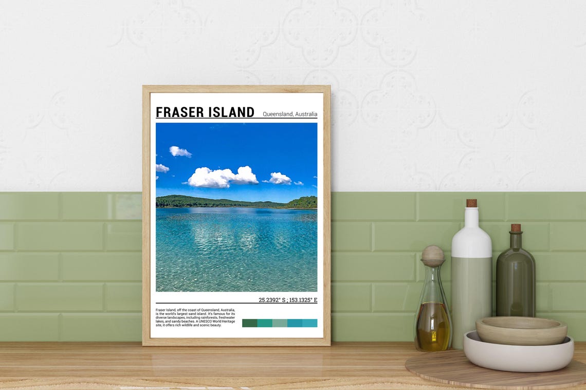 Fraser Island Queensland Turquoise Lake Rainforest Shore Poster - Image 3