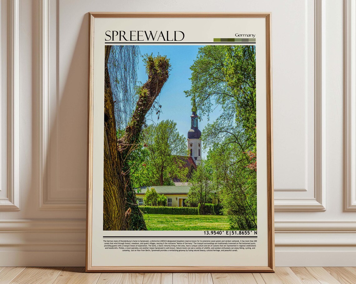Spreewald Germany Forest Church Spire Summer Nature Travel Poster