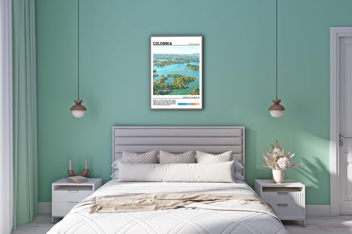 Colombia Guatape Reservoir Aerial Islands Blue Water Landscape Poster - Image 5